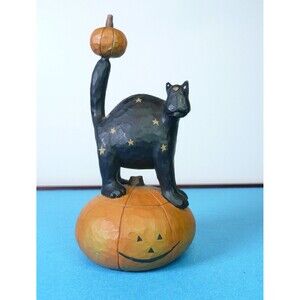 Williraye Studio WW6061 Purrfectly Pumped Black Cat Star Pumpkin Halloween 2006